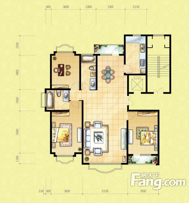 包頭裝修方案包頭四季花城一期172㎡